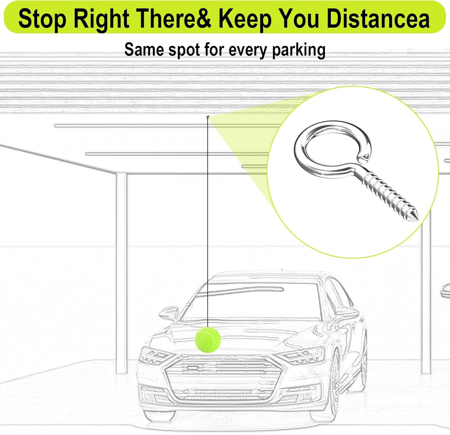 Garage Tennis Ball Parking Aid, Parking Guide System for Garage Accessories, Stop Indicator, Parking Assist Ball, Aid-Parking Kit, Garage Car Stopper, Pack of 2