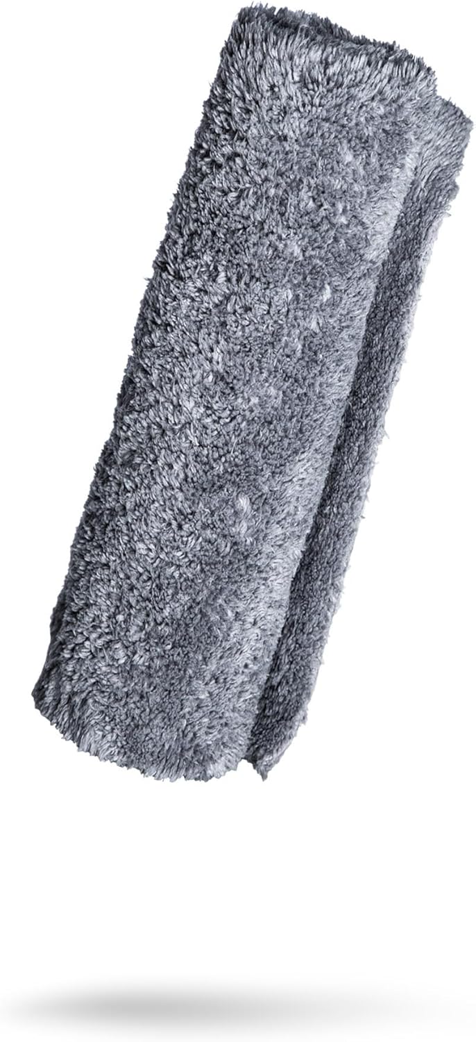 Adam's Borderless Grey Microfiber Towel (1pk) - Premium Ultra Soft Car Detailng Towel Cloths, 480gsm - Safe for Car Wash, Home Cleaning & Pet Drying Cloths (16 Inch x 16 Inch)