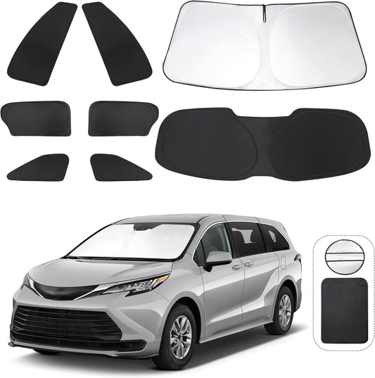 TINGLU Window Shades for Toyota Sienna 2021-2025 Accessorie Car Side Full Windows Rear Triangular Windshield Sun Shade Sun UV Rays & Privacy Protection for Camping,Napping,and Relaxing 8PCS