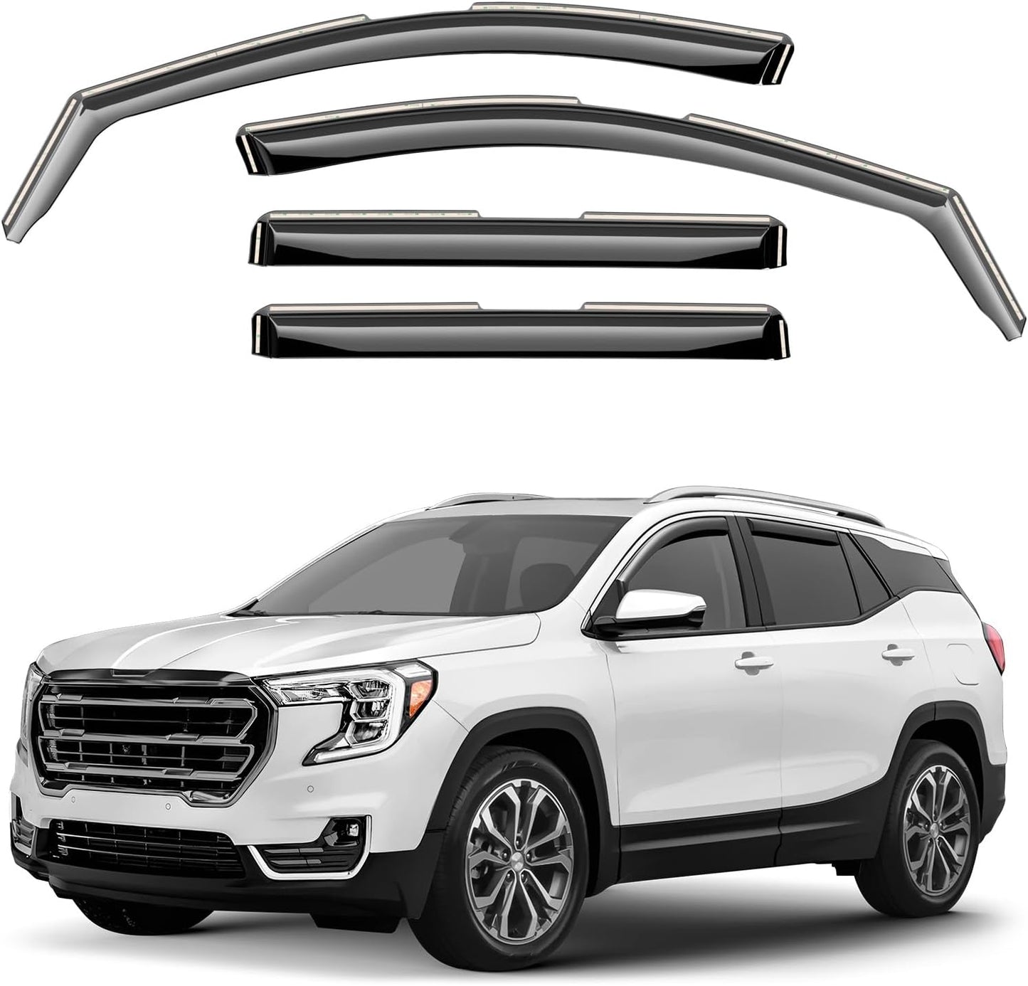 Window Deflectors Smoke Tinted in-Channel Side Window Vent Visor Deflectors Rain Guards Compatible with Terrain 2018-2024 - 4pcs. GW0880