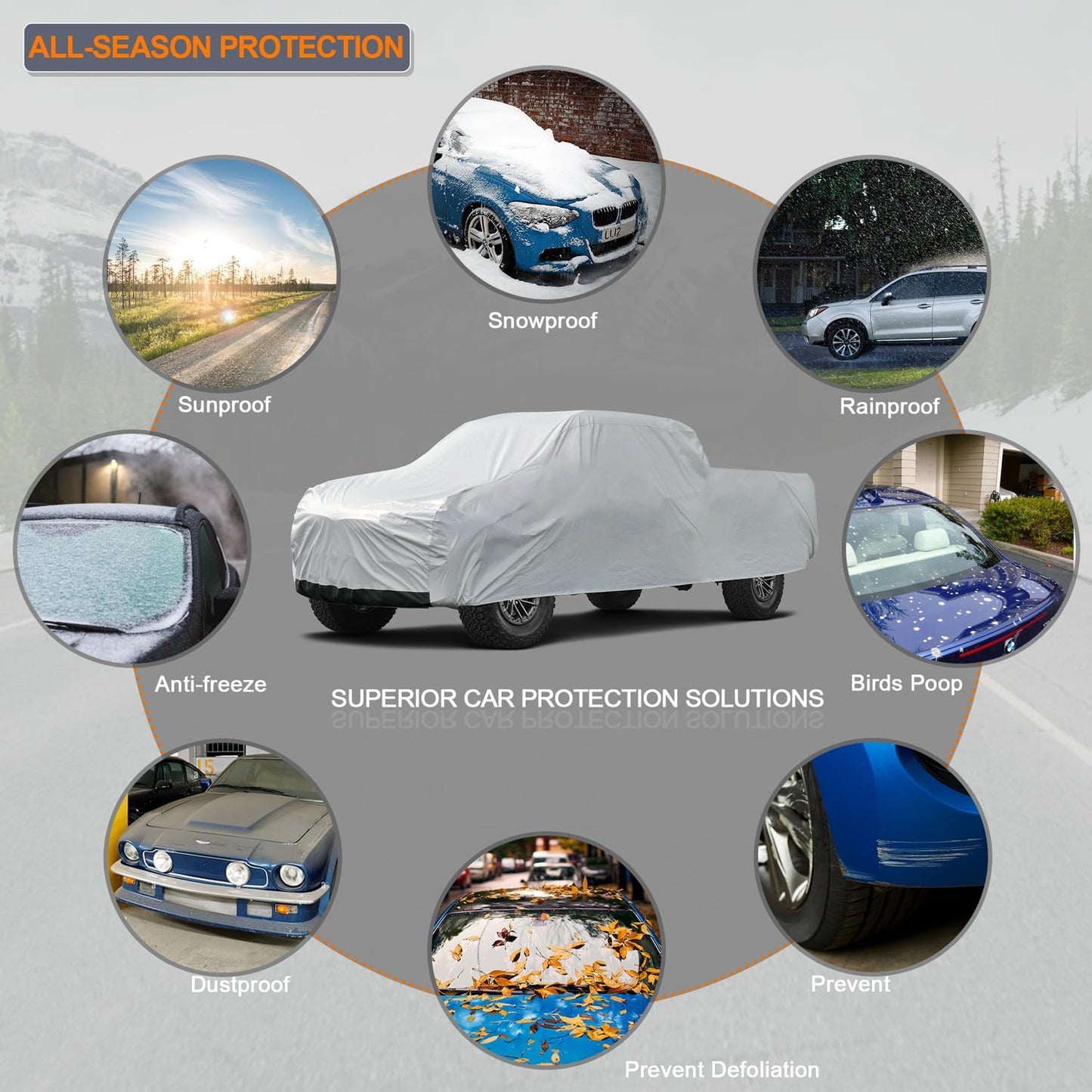 Kayme 6 Layers Truck Cover Waterproof All Weather, Sun Uv Rain Protection Heavy Duty Outdoor Pickup Cover, Universal Fit (Length Up to 242 inch) XL