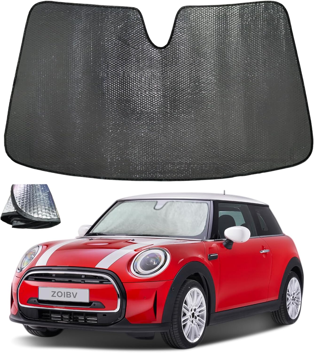 Windshield Sun Shade for BMW Mini Cooper F55 2015-2024 - 5-Layer Bubble Foldable Front Window Shade Sun Visor Accessories - Blocks Heat & UV Rays