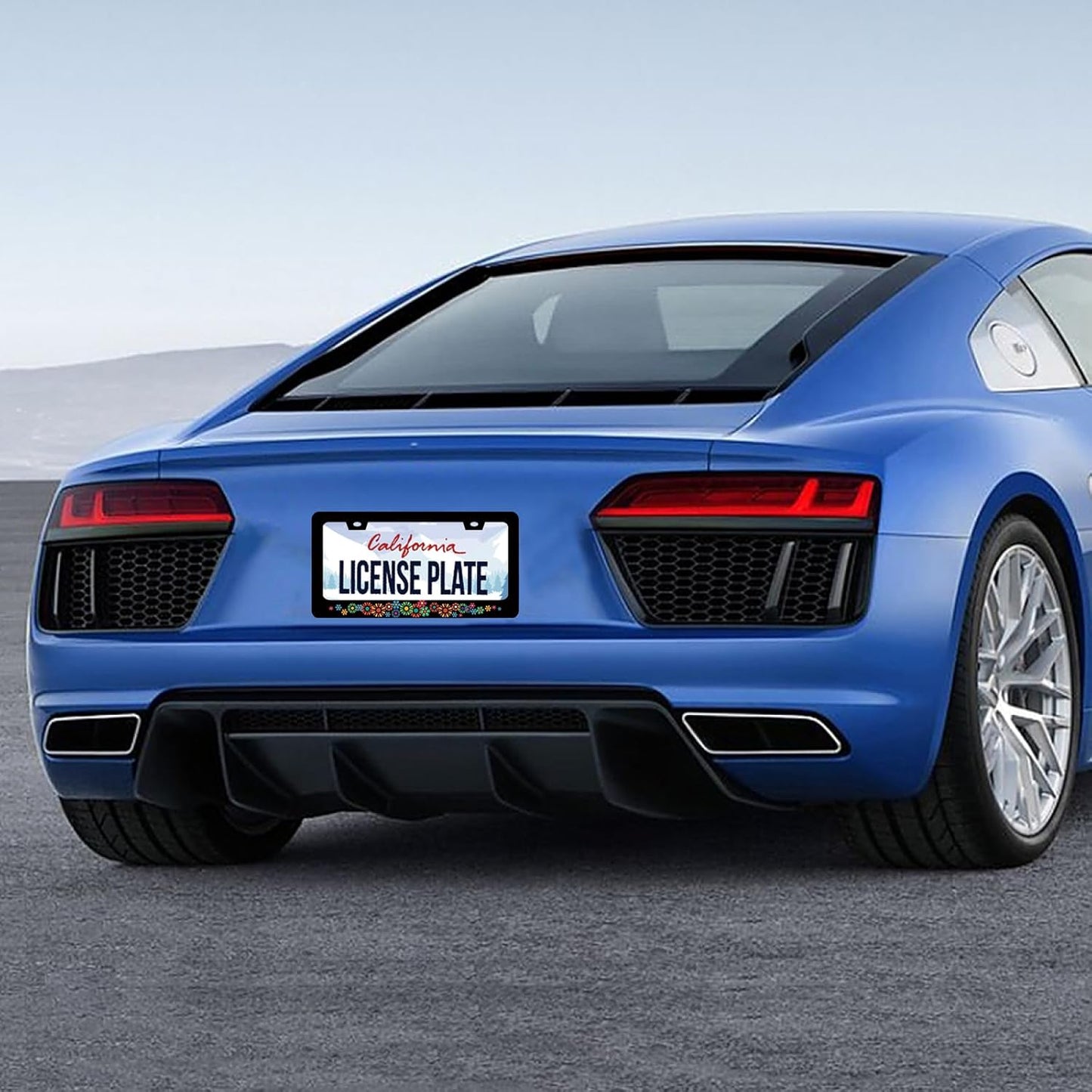 Colorful Hippie Flowers License Plate Frame Beautiful Floral License Plate Frames Stainless Steel Accessories Cars Decor with 2 Holes and Screws Fits Standard US CA Vehicles Size 12.2 x 6 Inches