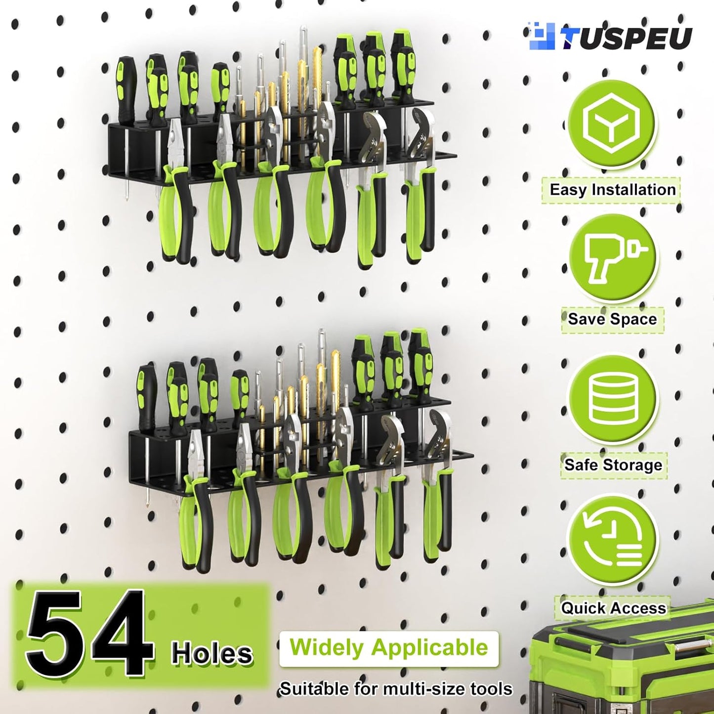 Screwdriver Holder Wall Mount,Heavy Duty Metal Utility Bit Organizer for Screw driver Pliers Drill Bits Small Tools,Screwdriver Organizer Suitable Garages Homes Workshops Sheds (54 holes 1pc)