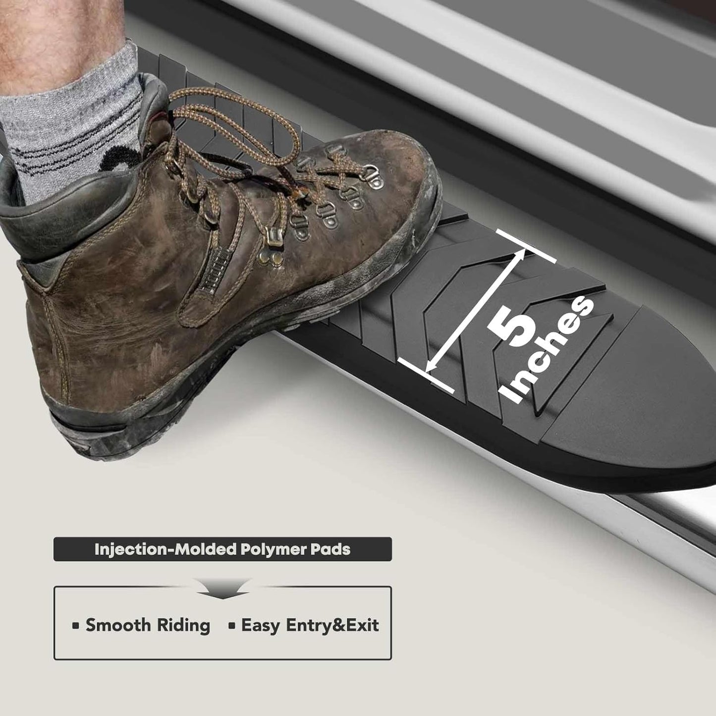 YHTAUTO 5 Inch Running Boards Side Steps Fit Chevy Silverado/GMC Sierra 2007-2018 1500 & 2500 HD 3500 HD 2007-2019 Crew Cab Exclude Classic Model