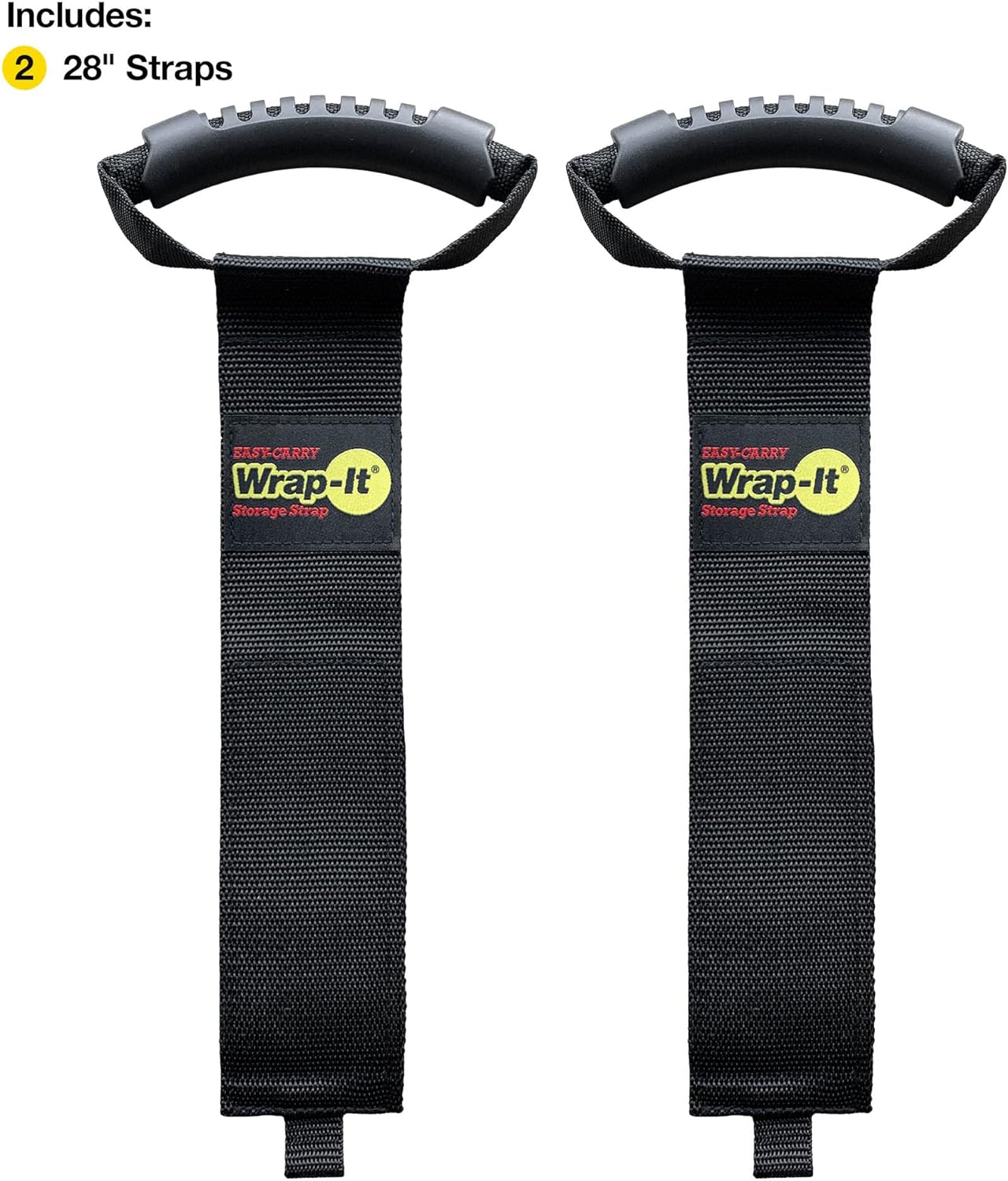Easy-Carry Wrap-It Storage Straps - 28” (2-Pack) – Heavy-Duty Hook and Loop Extension Cord Carrying Strap, Hanger, Keeper, Organizer with Handle for Pool, Boat, RV, Garden Hoses, Cords, and Cables
