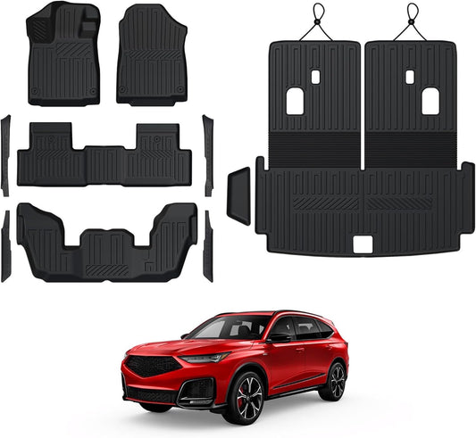 GALVAGNIATE Floor Mats Cargo Liner for 2022-2024 2025 Acura MDX, All Weather TPE 2-in-1 Cargo Mat with Backrest Mat for MDX Accessories