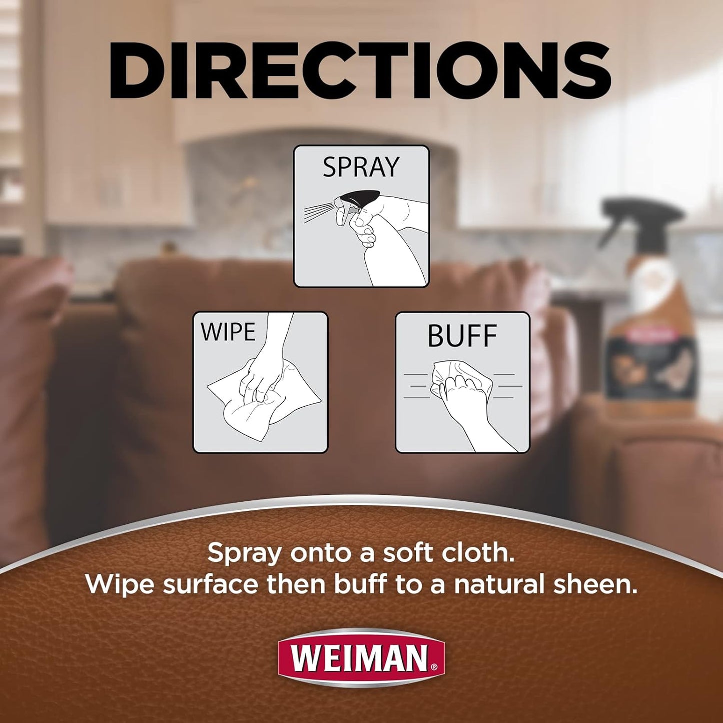Weiman Leather Conditioner & Cleaner - Restores Surfaces, UV Protectants Help Prevent Cracking or Fading of Furniture, Sofa, Couch, Car Seats, Shoes, Purses, 6 Pack, 22 Oz