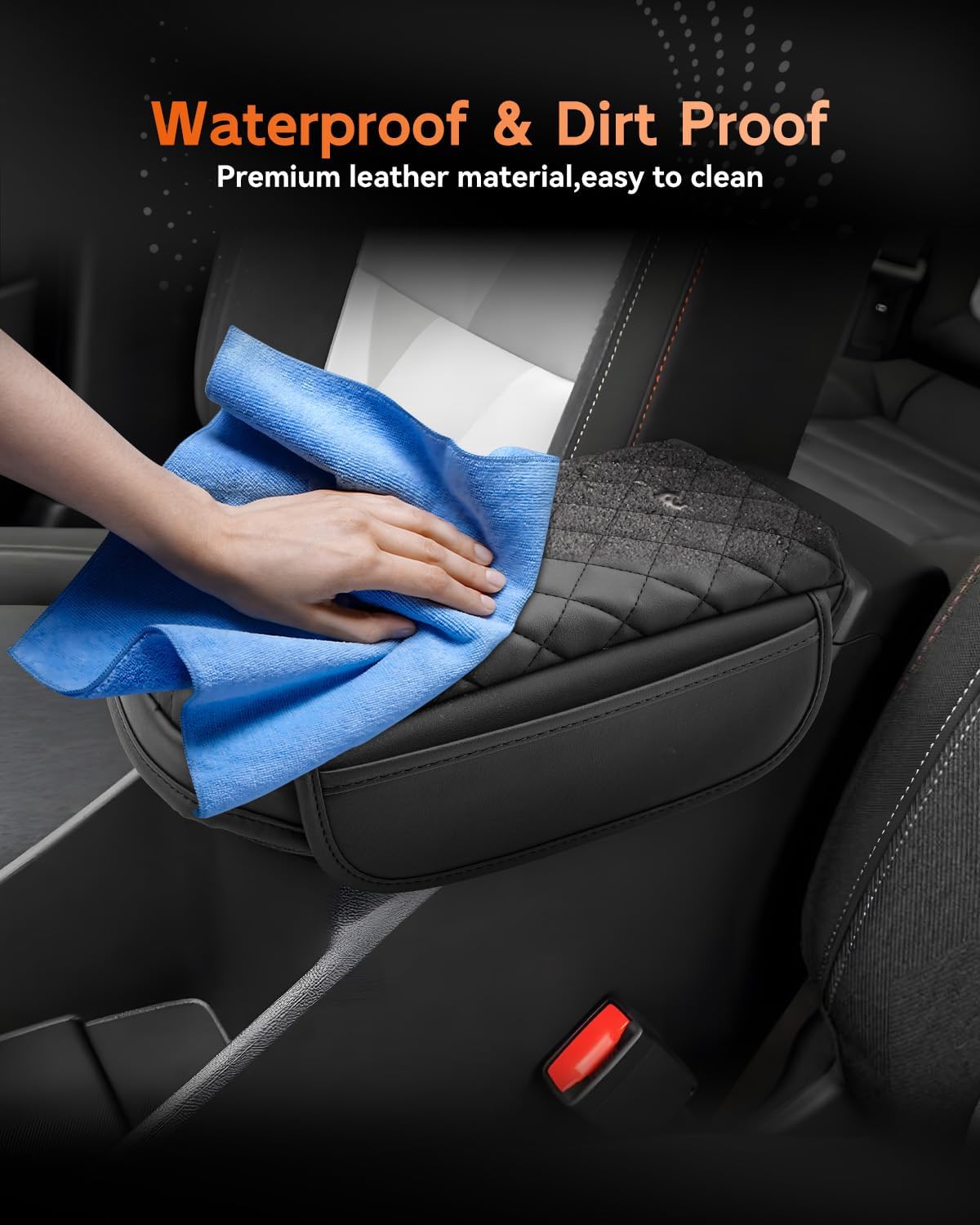 CDEFG for Chevrolet Trax 2024-2025 Center Console Cover Armrest Box Cover for Chevy Trax (LS, 1RS, LT, 2RS, ACTIV) Accessories Arm Rest Protector Leather Checkered Padded Side Pocket