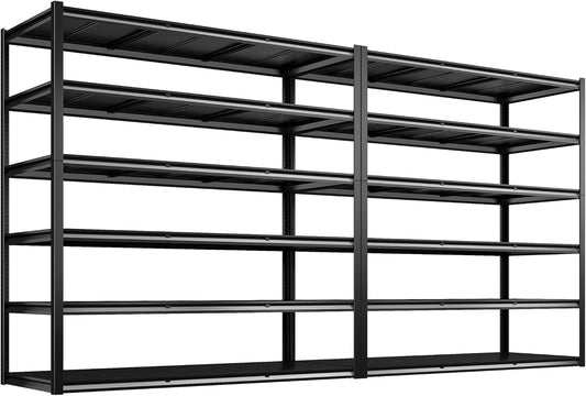 REIBII 84“H Garage Shelving Heavy Duty Storage Shelves 3500 LBS Adjustable Metal Shelving Uints and Storage for Garage, Warehouse, School, Commercial, Business, 60 "W x 24 "D x 84 "H, 2 Pack