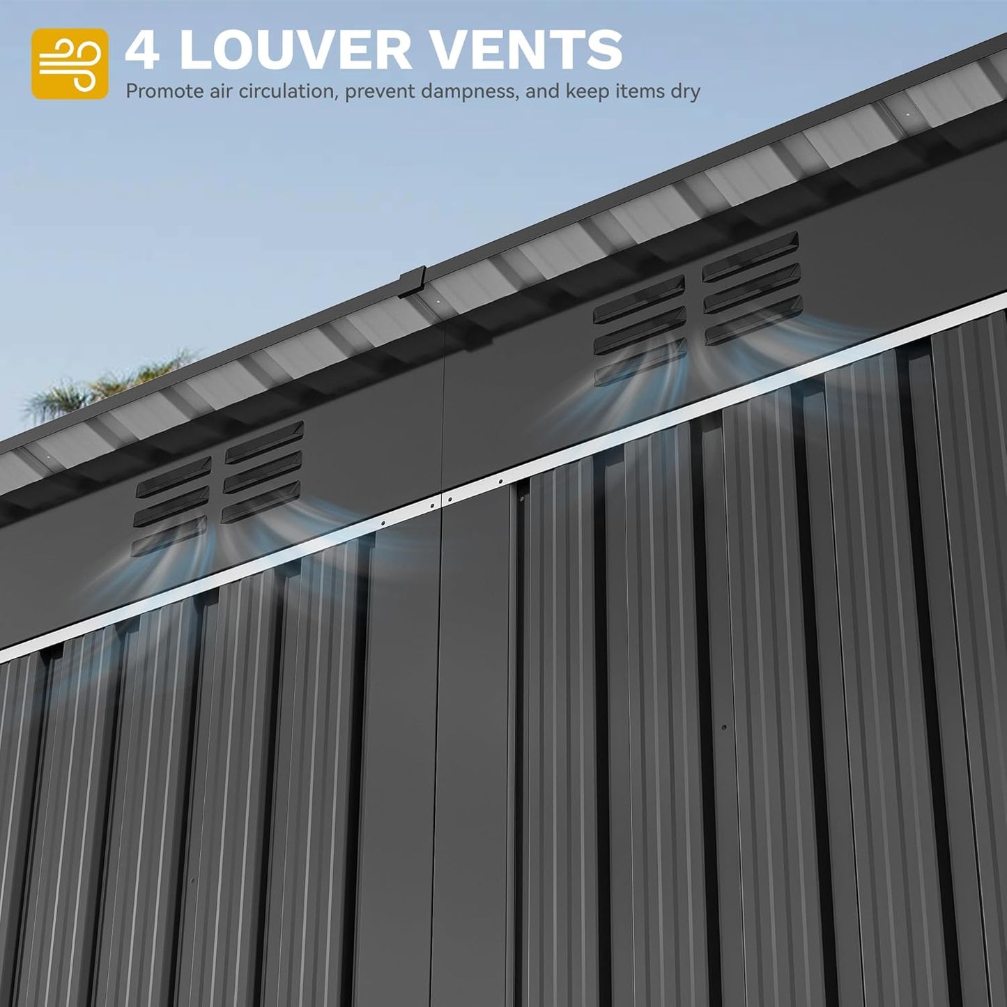 DWVO 9.1x4.2ft Metal Outdoor Storage Shed with Window, Lockable Tool Storage Sheds, Oversized Steel Garden Sheds with Sloped Roof for Backyard, Patio, Garage, Lawn, Dark Gray