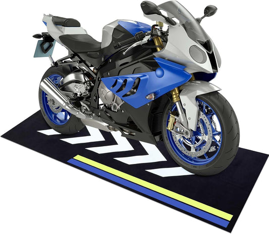 Motorcycle Mat 78 x 31 Inch Garage Floor Rug Washable Parking Mats for Garage Floors Non Slip Oil Absorbent Pad Rubber Backing Layer Protects Floor from Spills Drips Stains(Arrow Style)