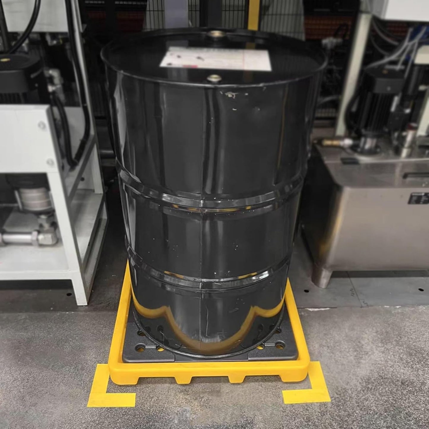 Drum Containment Spill Pallet, Industrial Nestable Oil Drums Leak-Proof Tray, Garage Storage Detachable Anti Slip Polyethylene Platform with Drain (Color : Yellow-1 Pack, Size : 13.4"x13.4"x