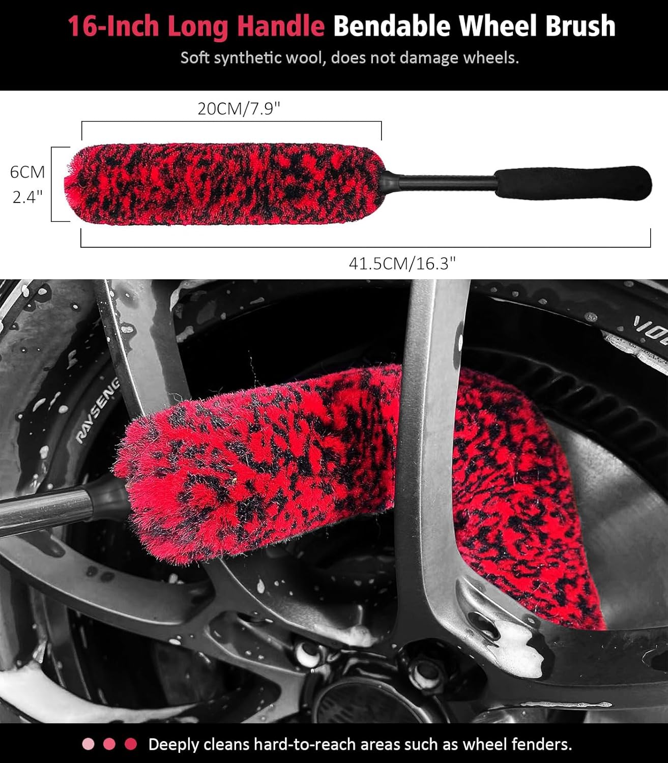 6PCS Motorcycle Cleaning Kit, Wool Wheel Brush, Tire and Chain Brush, Detailing Brush, Ultra Plush Microfiber Towel and Car Wash Mitt for Car Wheels Motorcycle Dirt Bike Cleaning Wash Kit