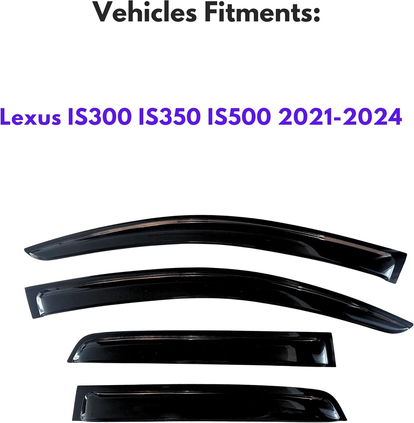 KPY Window Visor Compatible with Lexus IS300 IS350 IS500 2021-2023, 4PC Rain Guard Side Window Vent Deflectors Tape-On Style, 2021 2022 2023