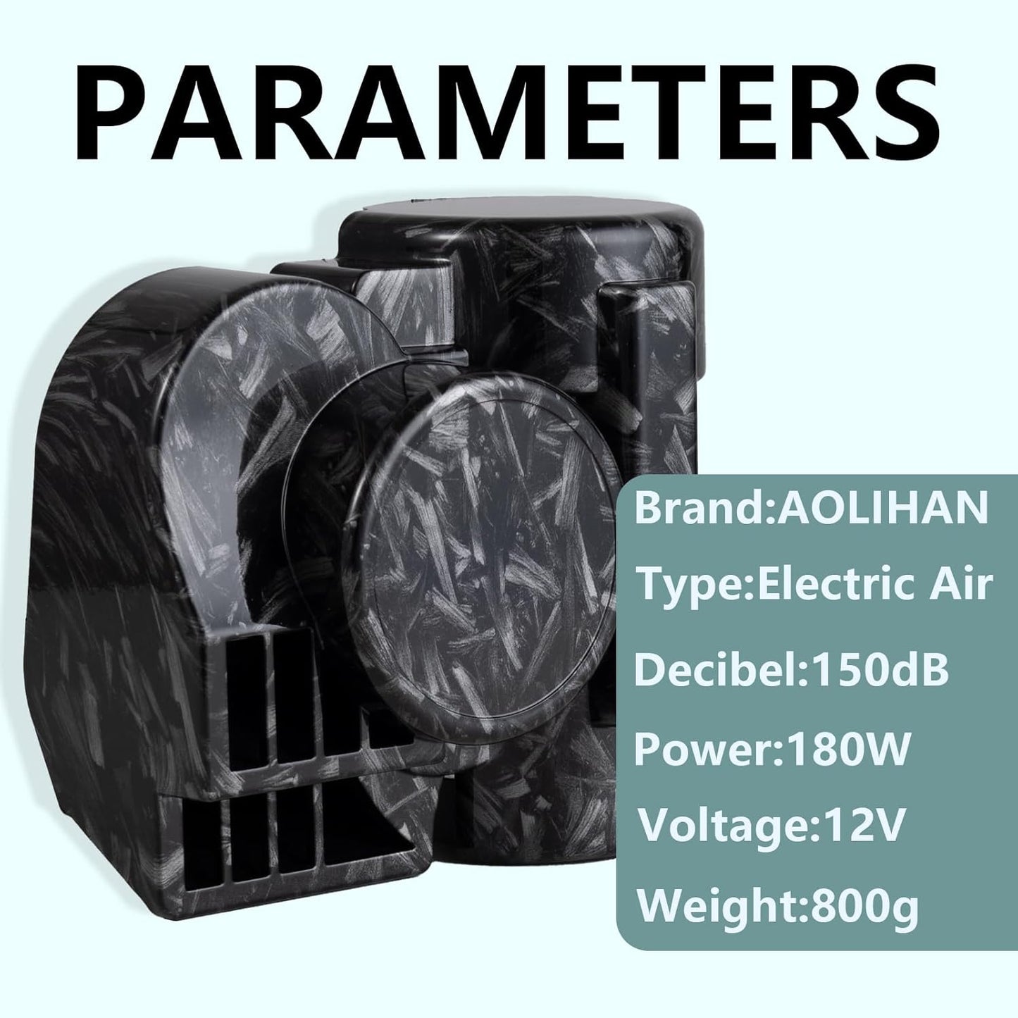 Loud Car Horn with Relay,150dB Train Horn for Motorcycle,12V Air Horns for Car,Black & Gray Personalized Pattern,Dark Style Motorcycle Waterproof Snail Horns