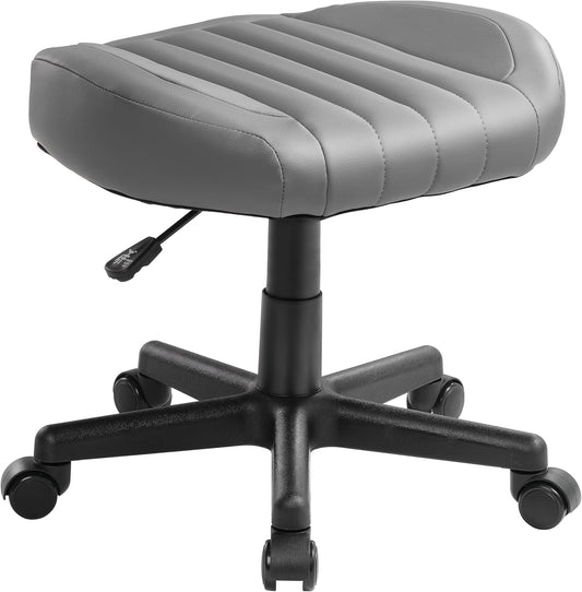 EUREKA ERGONOMIC Height Adjustable Foot Stool,19x18'' Large Seat Under Desk Footrest,Swivel Rolling Chair W Sturdy Wheels,Ottoman Stool Simple Meeting Chair for Home Office,Grey