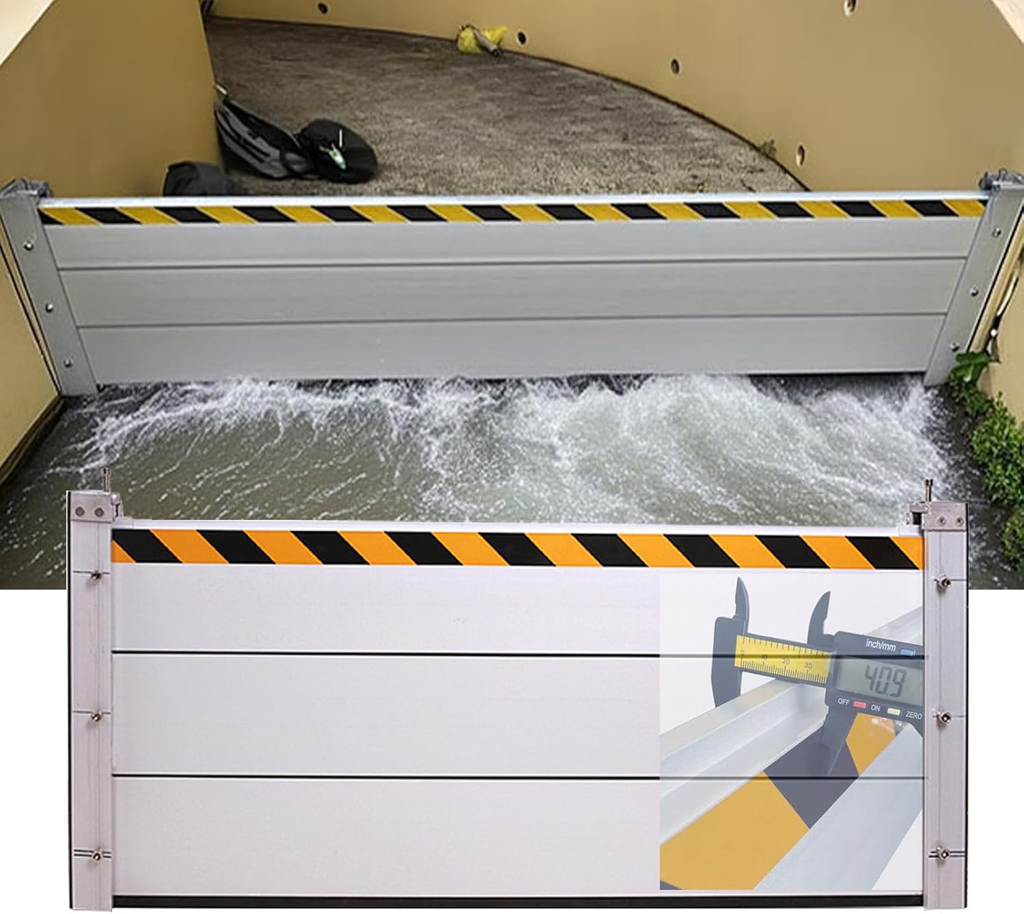 Reusable Heavy Duty Aluminum Flood Barriers for Home Exterior, Flood Protection Barriers Water Barrier Door Quick Detachable Garage Doors Detachable Mobile Rain Water Baffle ( H 39.4 inch L 21FT)