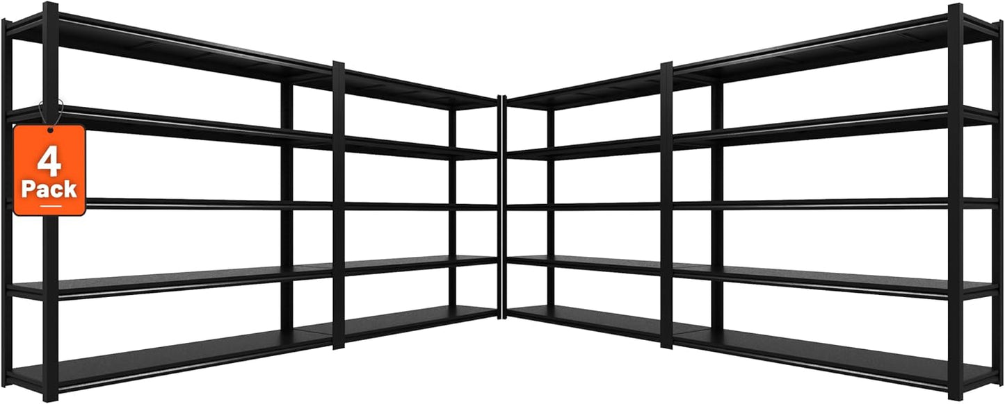 72" H Garage Shelving 2000LBS Heavy Duty Storage Shelves Adjustable 5 Tier Metal Shelves for Storage Garage Industrial Shelving Utility Racks,16" D x35.5 Wx72 H,Black