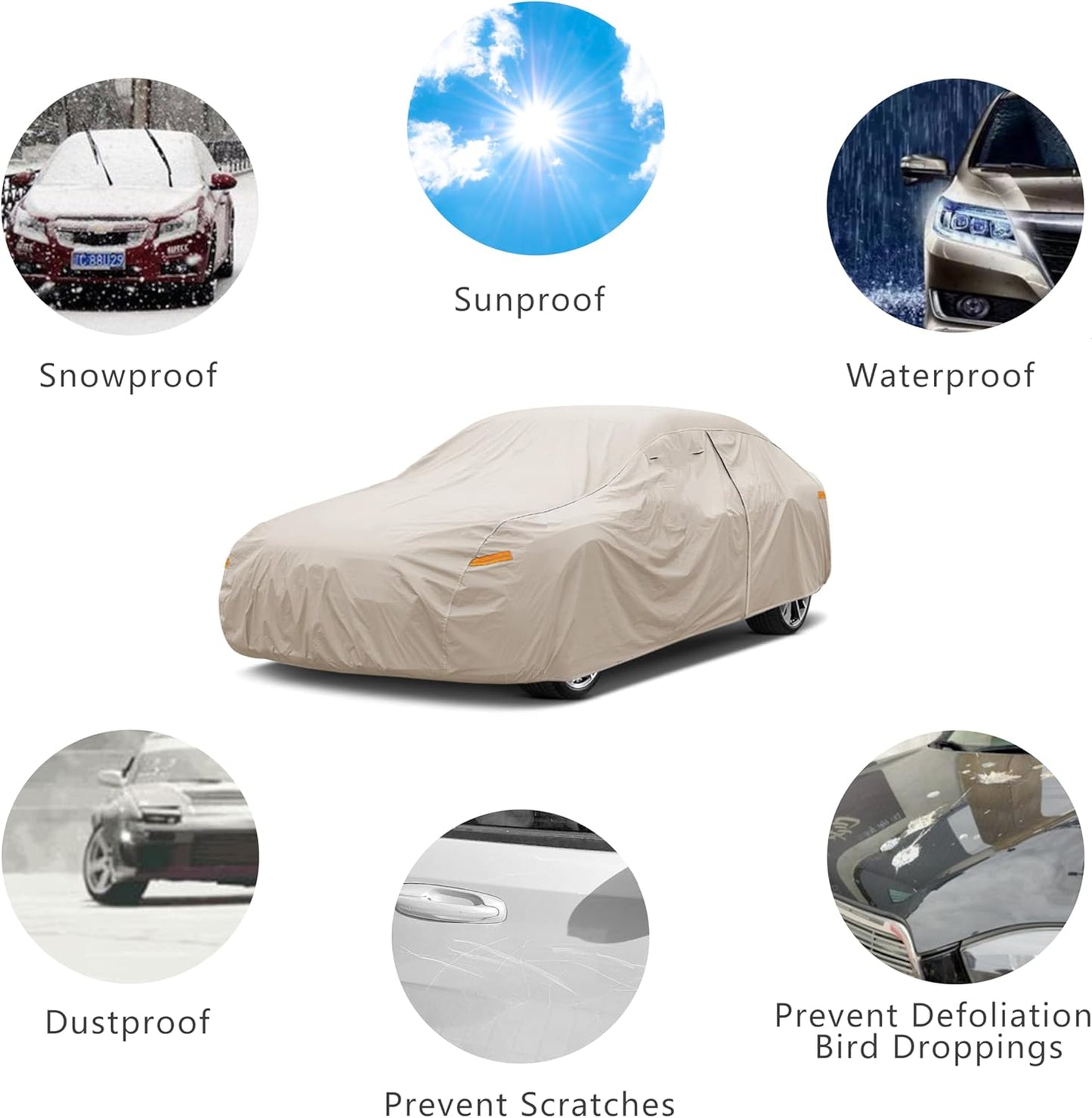 Heavy Duty Outdoor Car Cover Custom Fit for Toyota Tacoma, Windproof All Weather Waterproof Sun Rain UV Dust Snow Protection Outdoor Car Covers