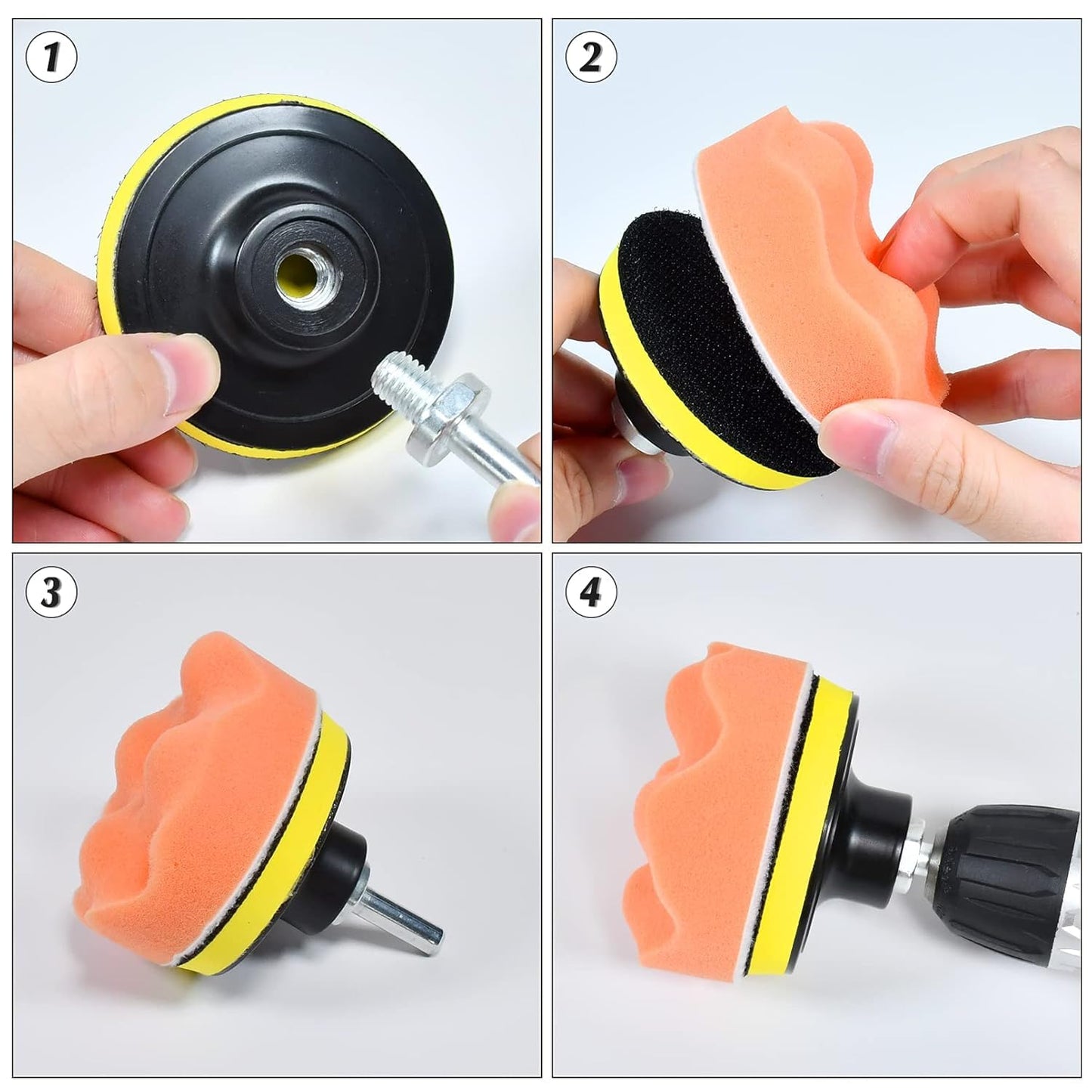 Car Polishing Buffing Kit 3Inch Drill Buffing Pad Buffing Pads, Wool Pads, Drill Attachments, Polishing & Buffing Wheels. for Headlights & Car Body. 11 Pcs Car Foam Car Wax & Buffer Kits