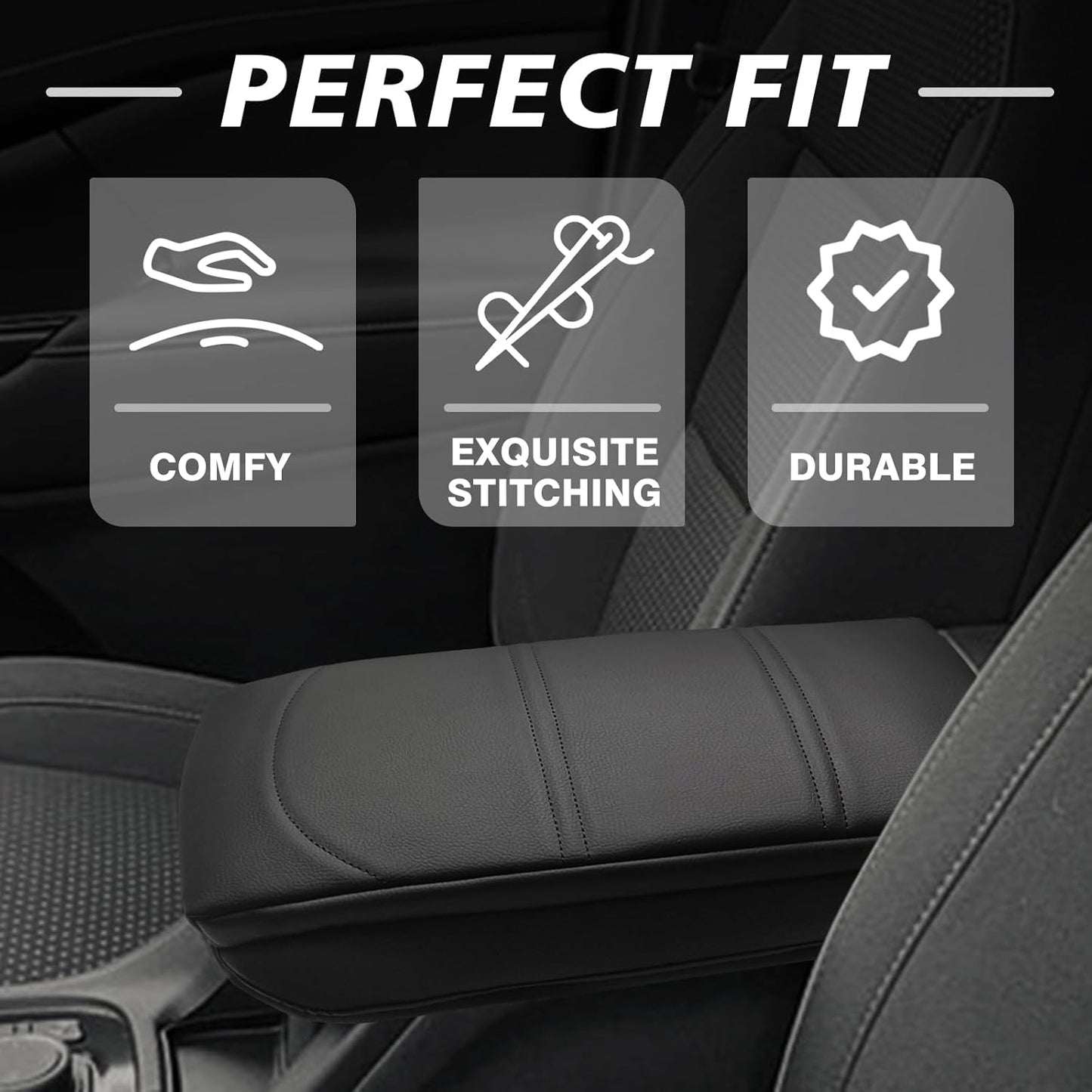 Muslogy Center Console Cover 1-Inch Extra Thick Armrest Pad Compatible with 2017-2023 GMC Acadia Arm Rest Cushion Padding Anti-Scratch Console Leather Lid Protector