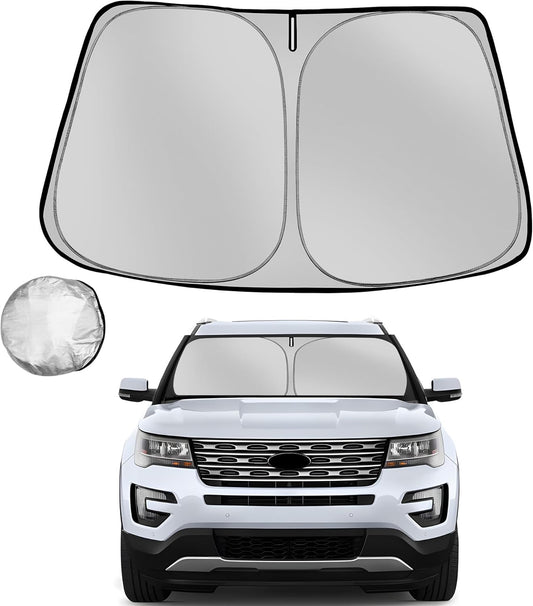 Windshield Sun Shade for 2011-2019 Ford Explorer SUV Foldable Sun Sunshade for Car Front Window Blocks UV Rays and Heat Automotive Interior Protector Custom Fit Accessories