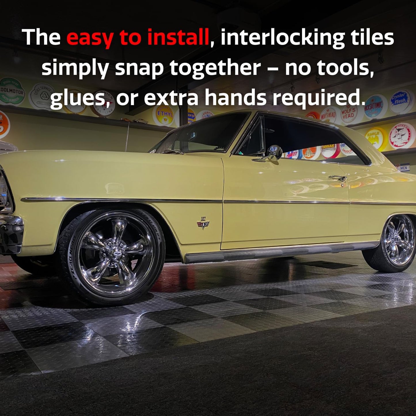 Big Floors RaceDeck CircleTrac, Interlocking Non-Slip Garage Flooring Tile, Durable, Modular, Heavy-Duty Copolymer, Easy Install (Red, 12 Pack of 12 x 12" Tiles)