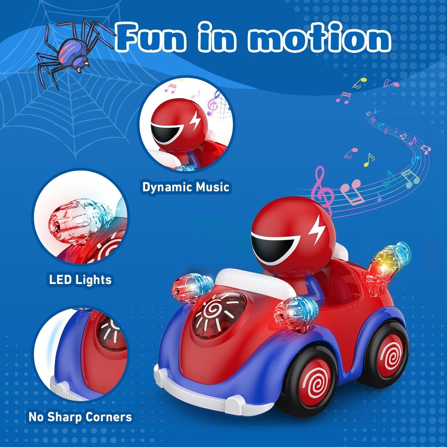 NQD Remote Control Car for Toddlers, RC Cars with Music and Lights, ABS Material RC Cartoon Race Car Toys for Kids Birthday Gifts for Boys Age 3-7