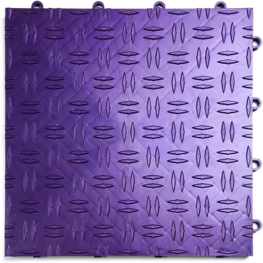 GarageTrac Diamond, Durable Interlocking Modular Garage Flooring Tile (12 Pack), Purple