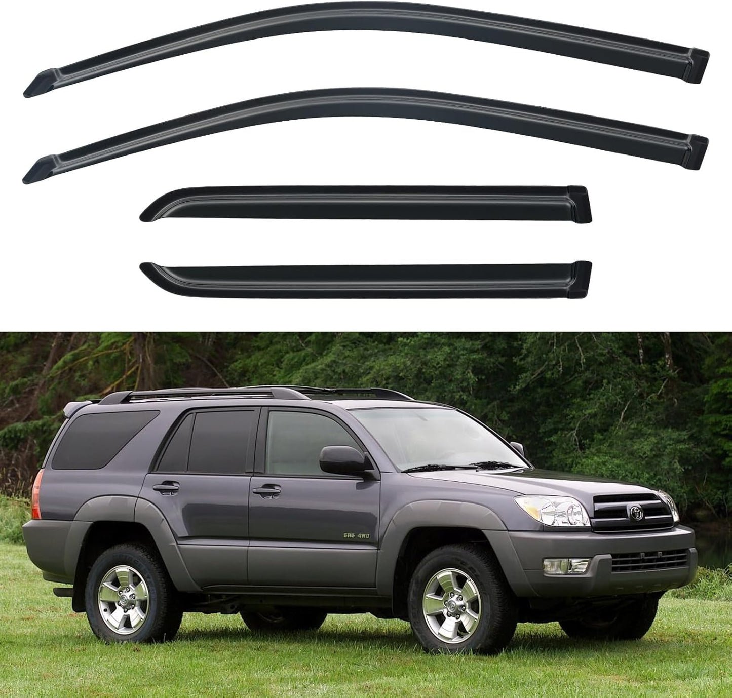 Window Visors Rain Guards Shield for 2003-2009 Toyota 4Runner, Out-Channel Window Vent Wind Deflectors Visors Shades for 03 04 05 06 07 08 09 4Runner