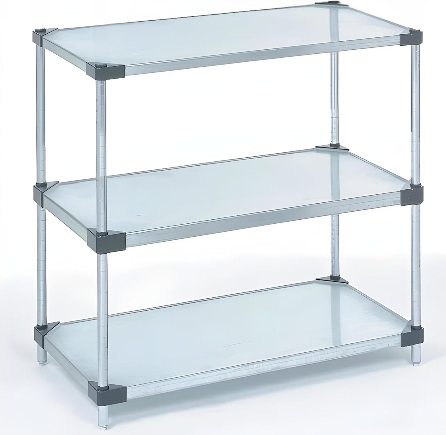 Omega 3-Tier Solid Galvanized Shelves, 24" Deep x 30" Wide x 34" HighHeavy Duty Storage Rack, Shelving Unit, NSF Certified, Ideal for Kitchen Garage Office Restaurant Warehouse 800-lb Capacity
