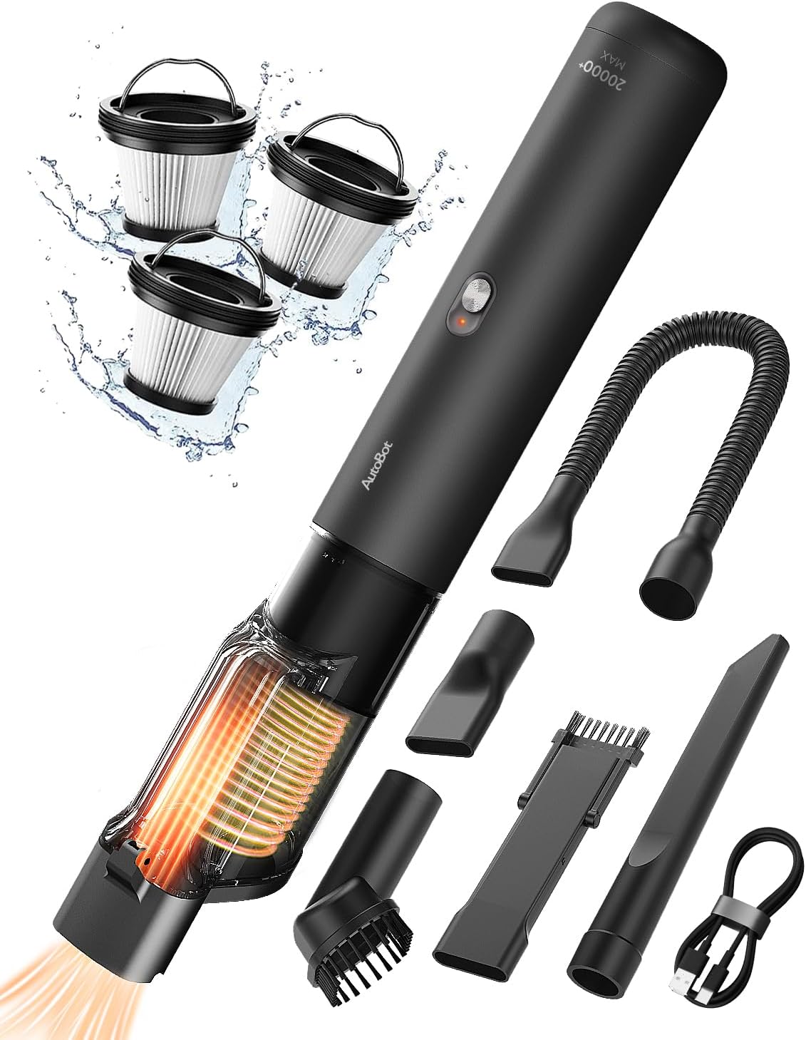 Car Vacuum, Portable Vacuum for Car with 20000PA, 5 in 1 Handheld Car Vacuum Portable Cordless with Flexible Hose, 50 Mins Runtime,3H Type-C Fast Charge, Handheld Vacuum for Car, Home,Cleaning