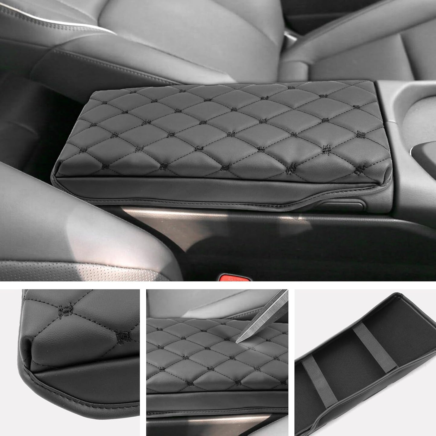 SXCY for 2023 2024 2025 Toyota Crown Signia Armrest Cover Pad for Toyota Crown Signia Accessories 2025 Crown Signia Center Console Cover Cushion 2025 Crown Middle Console Cover (w/Argyle&Black Dots)