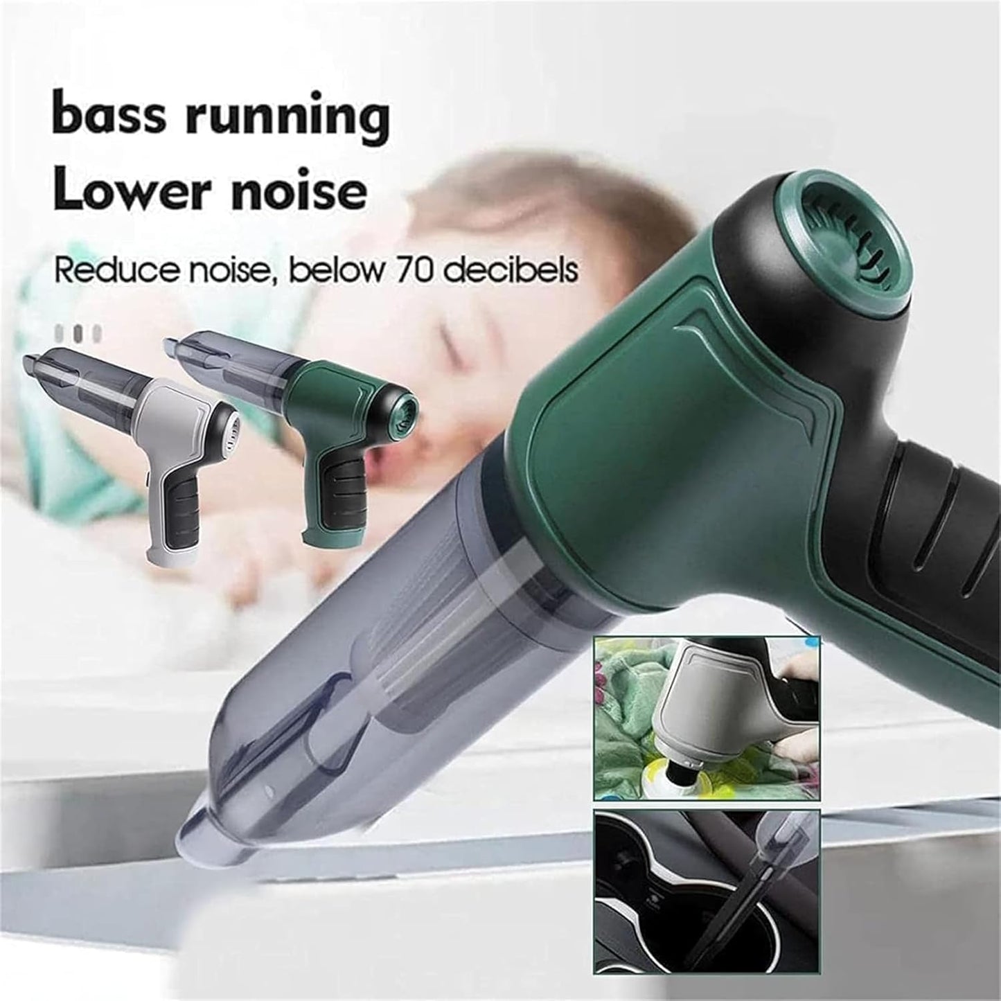 Itutn Car Vacuum/Blower,Itutn Wireless Handheld Car Vacuum Cleaner,Itutn 3 In 1 Vacuum 12000pa,Portable Mini Rechargeable Wireless Car Vacuum Cleaner (1pcs-green)