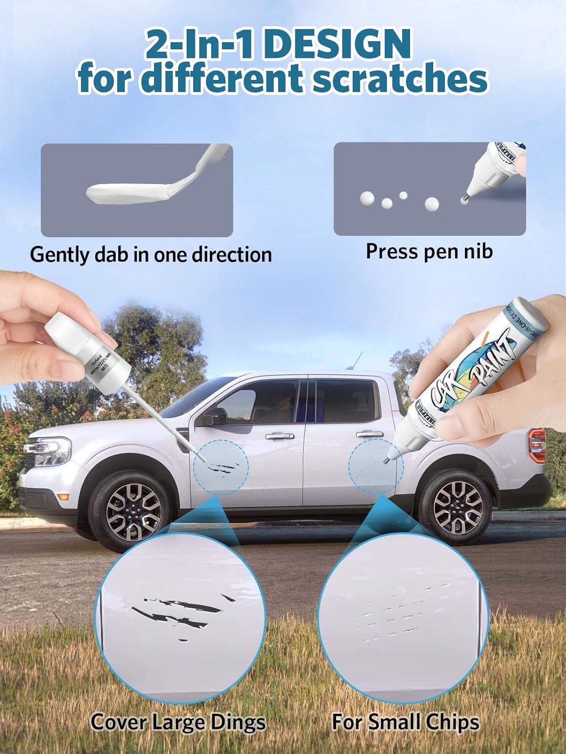 Race Red(PQ) Touch Up Paint for Ford, Car Paint Scratch Repair Remover Pen Color Exact Match, Quick and Easy Fix Automotive Chips and Nicks Scuff