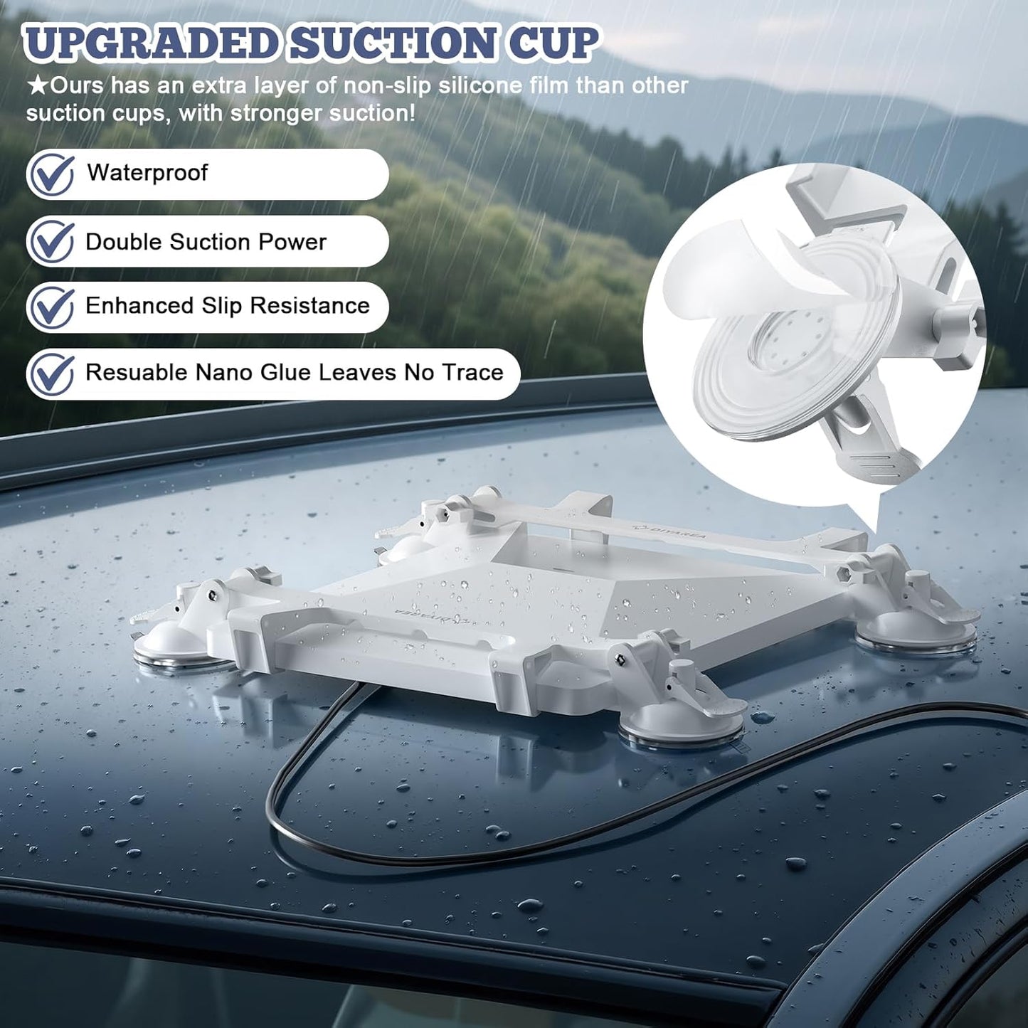 Starlink Mini Mount for Car, 360° Rotation Starlink Mini Suction Cup Mount for Car Window or Sunroof, Compact and Portable, Waterproof, Secure Mounting Kit for Travel, RVs, Boats Receive Stable Signal