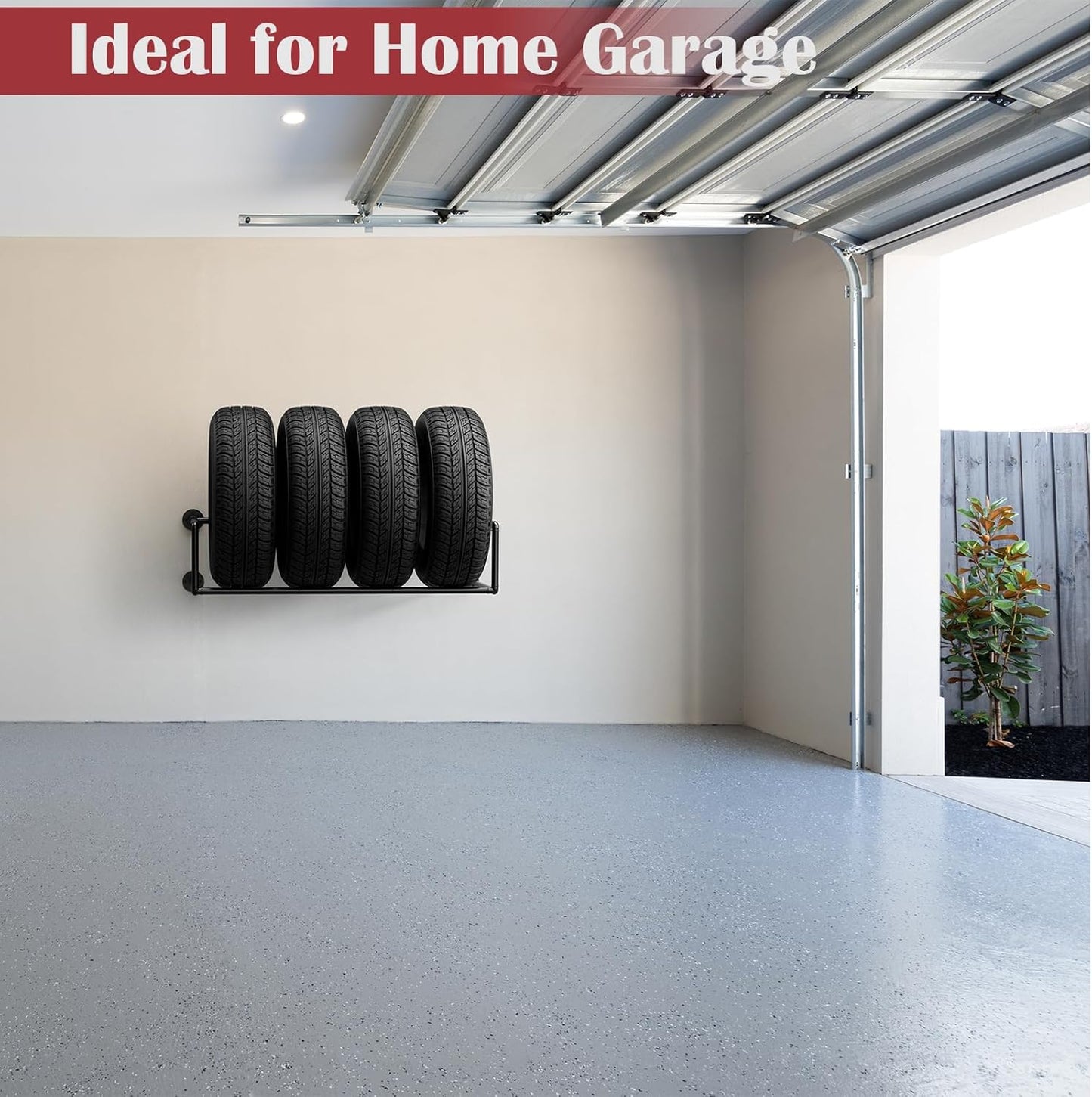 Vrisa Tire Rack Wall Mount Heavy Duty Adjustable Multi Tire Storage Rack with 300LB Weight Capacity Tire Rack for Garage Workshop Repair Shop, Black