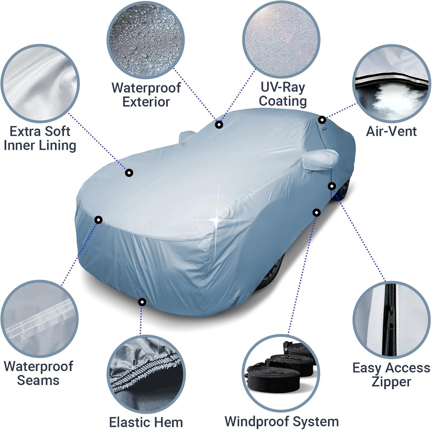 iCarCover Premium Car Cover for 1982-1990 Chevy Celebrity Heavy Duty Waterproof All Weather Automobiles Custom Fit Indoor Outdoor UV Snow Protection Covers with Straps and Bag