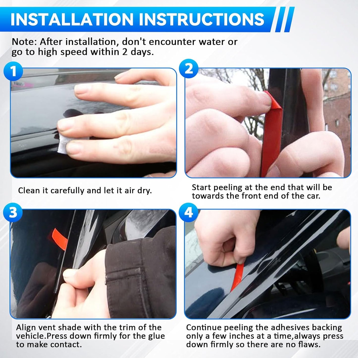 4pcs Front+Rear Smoke Tint Sun/Rain Guard Outside Mount Tape-On Vent Window Visors Compatible with 18-22 Enclave