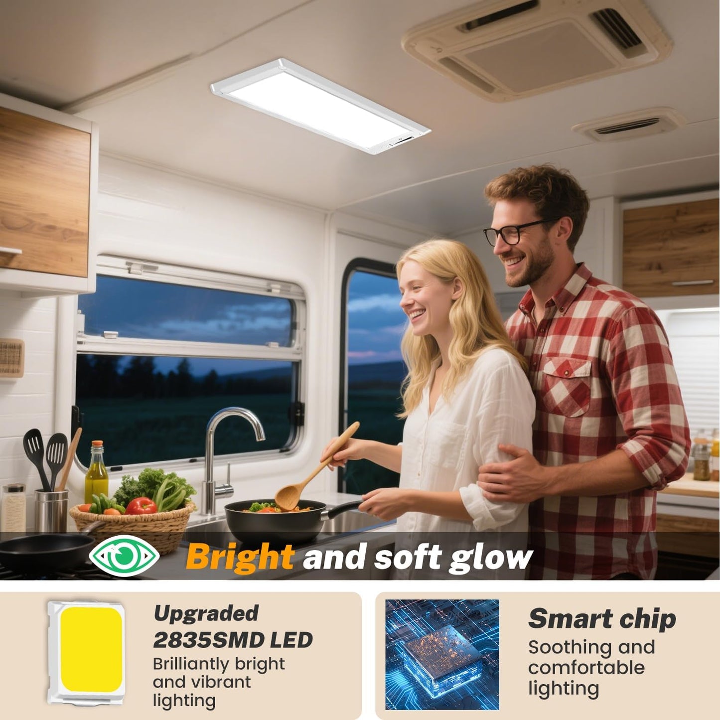 RV Lights Interior,3 Color RV LED Super Bright Fixture,12V RV Ceiling Dome Light with ON/Off Dimmable Switch Energy Saving for RV/Camper/Car/Trailer/Boat