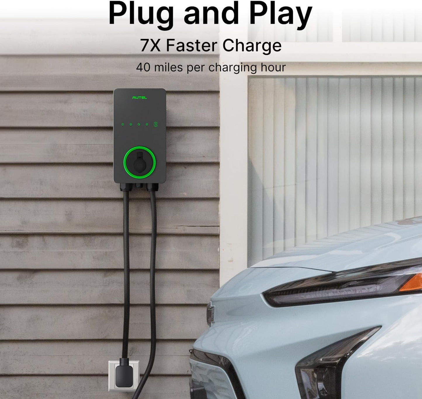 Autel Home Smart AI Level 2 EV Charger up to 40Amp, 240V, Indoor/Outdoor Fast Electric Vehicle Charging Station with Flexible 25-Foot Cable, NEMA 14-50 Plug, Dark Gray
