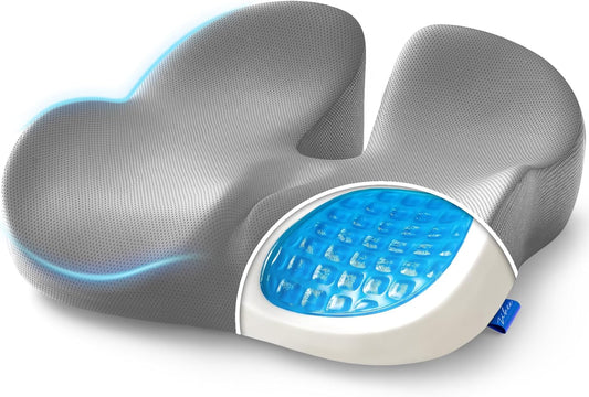 ZIKEE Car Seat Cushion for Driving with Cooling Gel, Ergonomic Memory Foam Seat Cushion for Car Provides Sciatica, Back, Tailbone Pain Relief and Intimate Ventilation, Anti-Slip & Breathable Cover