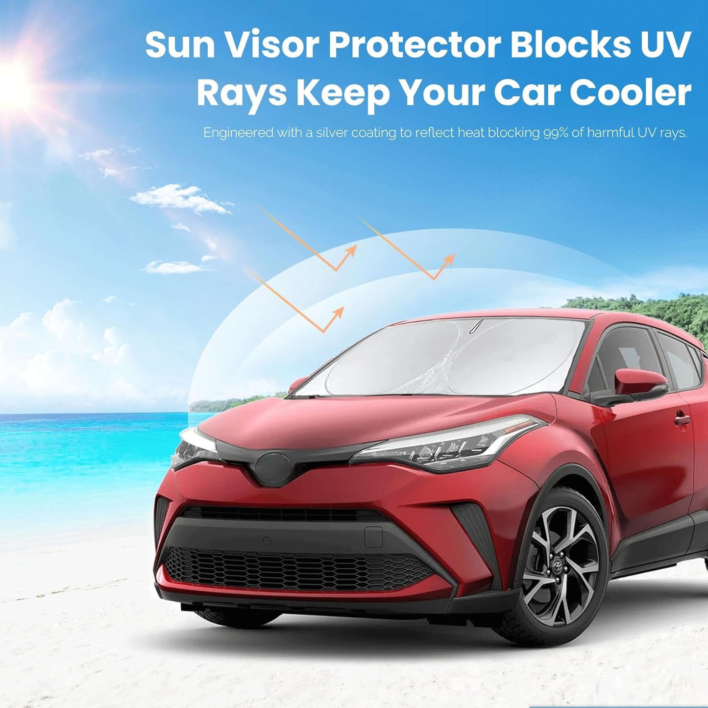 Custom Fit CHR Windshield Sunshade for 2018 2019 2020 2021 Toyota CH-R C-HR CHR, XLE Premium Car Accessories Front Window Reflective Shield Cover for Windshield Sun Visor Protector Block UV Rays