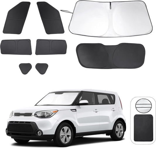 TINGLU Window Shades for Kia Soul 2014-2019 Accessorie Car Side Full Windows Rear Triangular Windshield Sun Shade Sun UV Rays & Privacy Protection for Camping,Napping,and Relaxing 8PCS