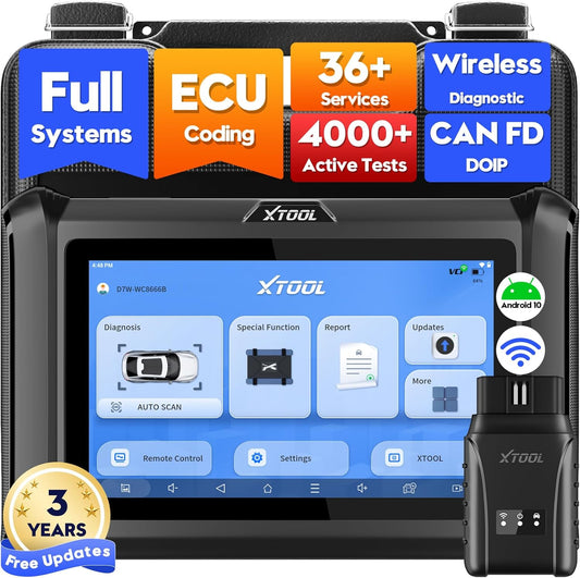 XTOOL D7W Wireless OBD2 Scanner Diagnostic Tool 2025 Upgraded Ver. of D7, Bidirectional Scan Tool, ECU Coding, 39+ Resets, CAN FD & DoIP, All System Scanner for Car with 3-Year Update