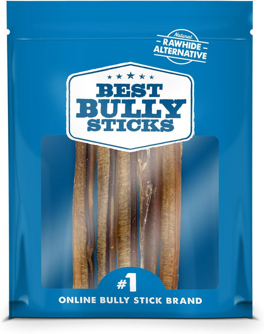 Best Bully Sticks 6 Inch Bully Sticks for Dogs - 5 Count (Pack of 1) - All-Natural, Easily Digestible, 100% Grass-Fed Beef, Grain and Rawhide Free - Trial Size