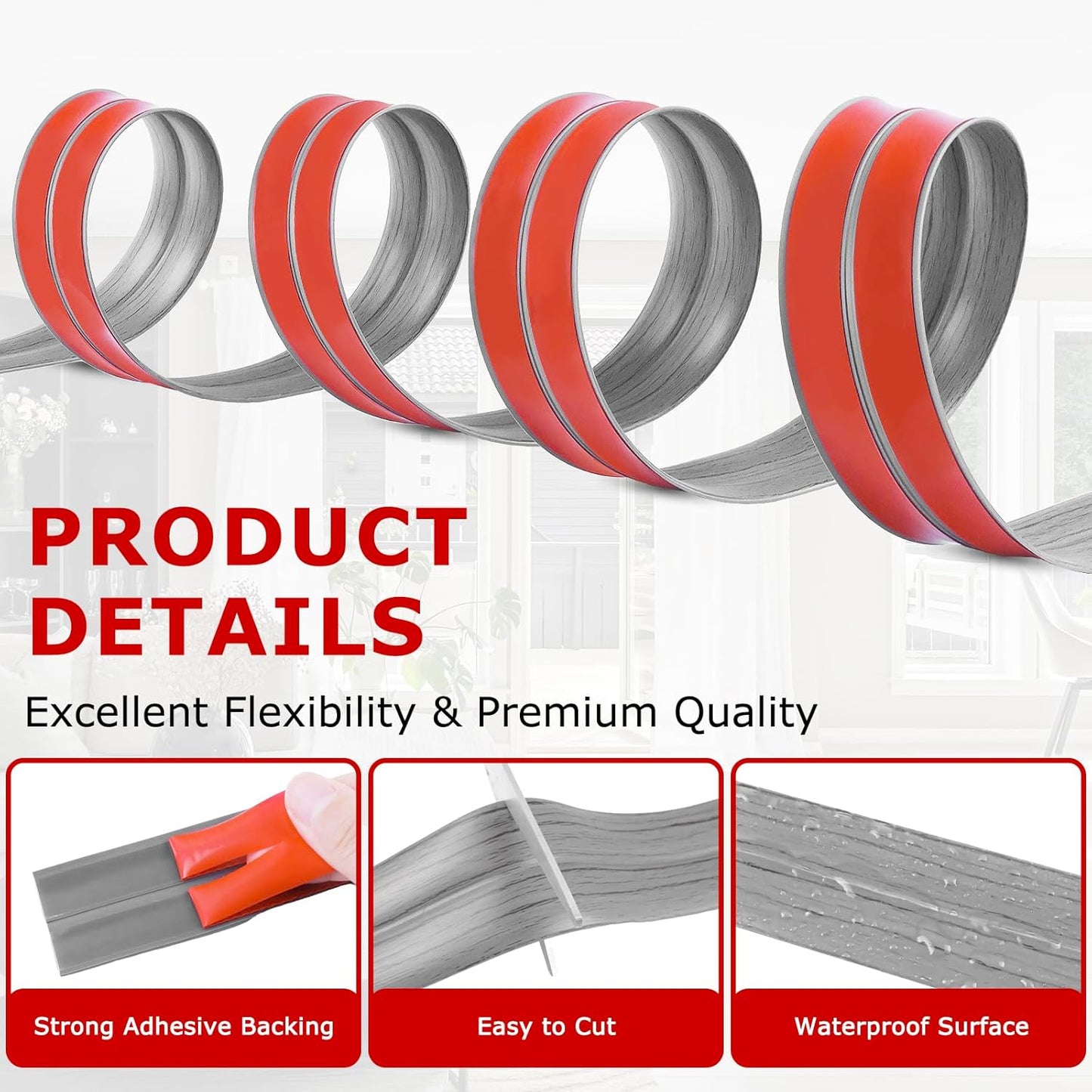 Flexible Wall Corner Protector Moulding Trim Peel and Stick Wall Corner Guards Edge Protector Self Adhesive Molding Trim Strip for Edge Ceiling (Light Gray Wood Grain, 1.6 in x 40 Ft)