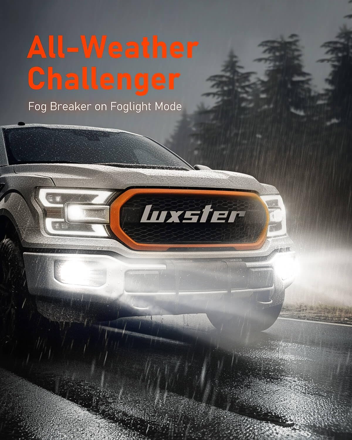 LUXSTER | Punisher H13 9008 LED Bulbs, 40000LM Ultra Bright, Triple Copper Pipes Cooling Tech(Unique), Dual Beam, Plug-N-Play Installation, 6000K Pure White Foglight, IP68 Waterproof, Pack of 2