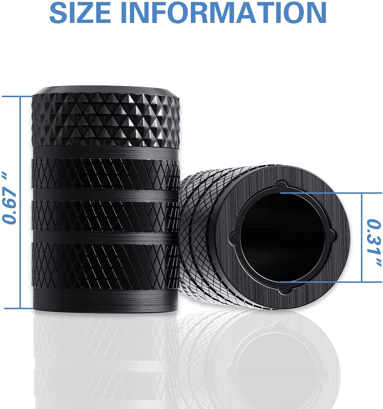 CKAuto Tire Valve Stem Caps, Black, 4 pcs/Pack, Anodized Aluminum Tire Valve Cap Set, Corrosion Resistant, Universal Stem Covers for Cars Trucks Motorcycles SUVs and Bikes